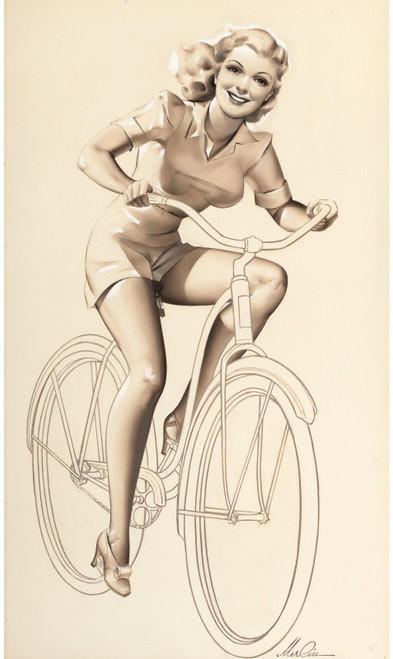 PinUp Girl - MERLIN ENABNIT Riding a Bike 1935 Poster Canvas Movie Film Print A