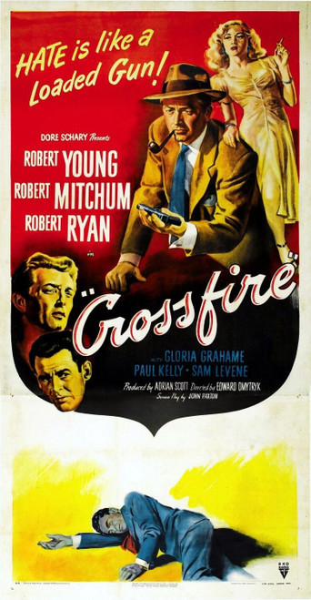 Crossfire (1947)_3 Movie Film Poster Canvas iconic design