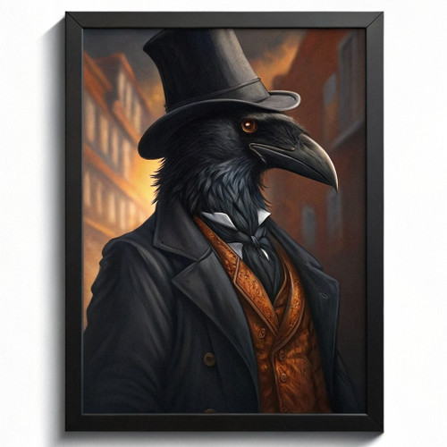 Raven In A Suit Poster Art Vintage Animal Wall Art Crow Artwork Bird Art Print (