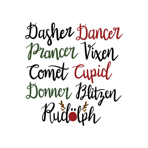 Reindeer Names Poster Canvas Movie Film Print A0 A1 A2 A3 A4 A5 A6 Art Wall Deco