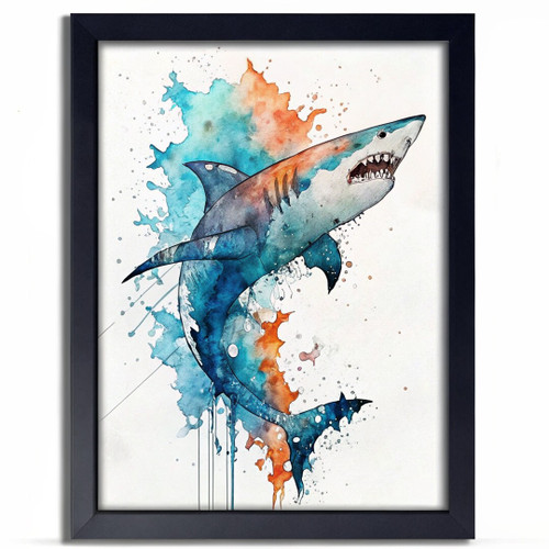 Watercolour Great White Shark Art Print (3) Poster Canvas Movie Film Print A0 A1