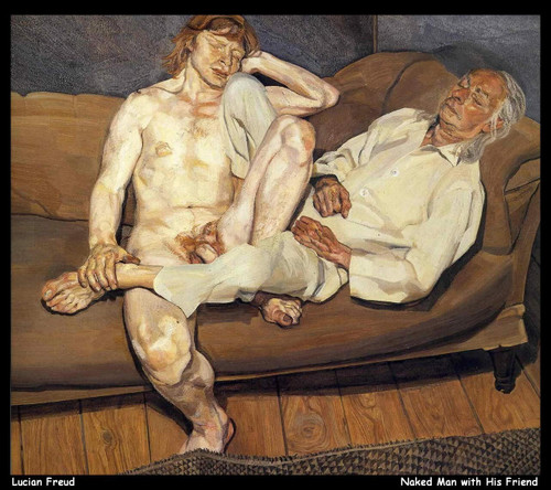 lucian-freud--naked-man-with-his-friend_11016921634_o(1) Poster Canvas Print Art