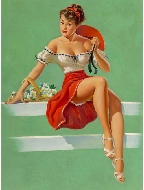 Gil Elvgren - Pinup Girl - Pretty Problem Poster Canvas Movie Film Print A0 A1 A