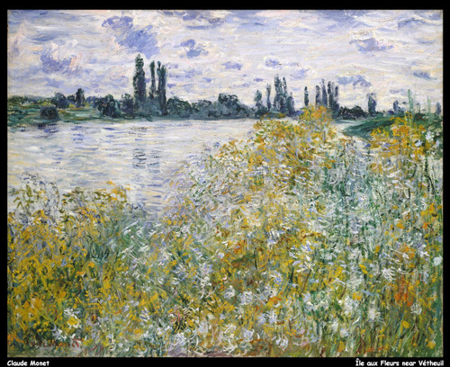 claude-monet---le-aux-fleurs-near-vtheuil_11016085406_o(1) Poster Canvas Movie F
