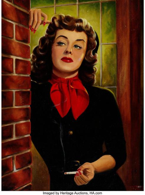 FRANK FROLLO (American, b. 1915). Brunette. Oil Poster Canvas Movie Film Print A