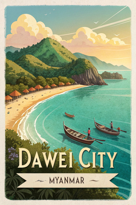 Unearthed Beauty of Dawei City, Myanmar - Exotic Travel Poster Art Poster Movie