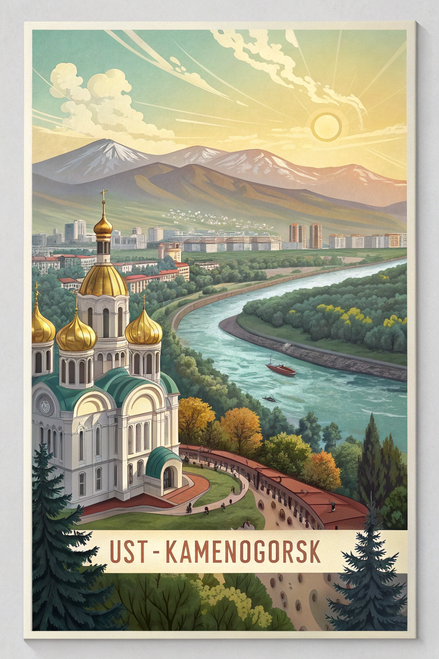 Exquisite Ust-Kamenogorsk Travel Poster - Kazakhstan Landmarks Art Print Poster