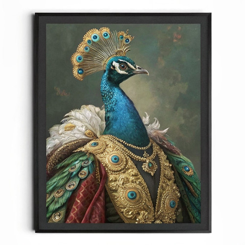 Oil Style Peacock Wall Art Print Vintage Peacock Portrait Home Decor Lounge Art