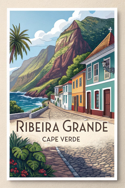 Captivating Ribeira Grande, Cape Verde - Vibrant Travel Poster Art Print Poster
