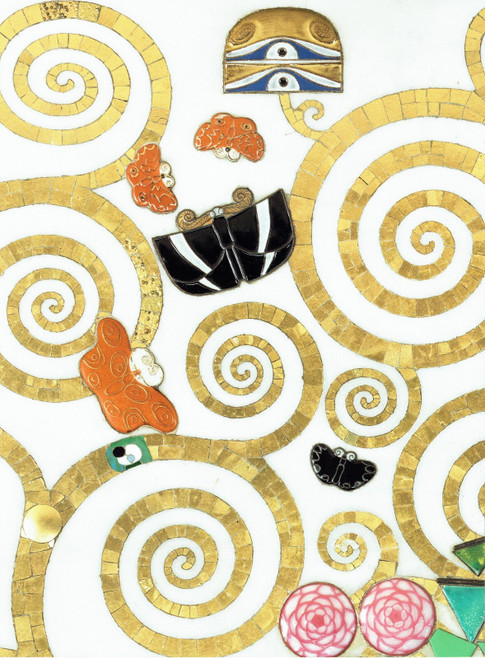 Detail of left -hand mosaic wall-Klimt 1909-11 p1 Art Gallery Poster Canvas Prin