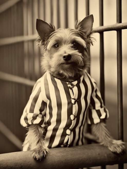Dog in Prison-6--3by4 Poster Canvas Funny Annimals Pritnt A0 A1 A2 A3 A4 A5 A6