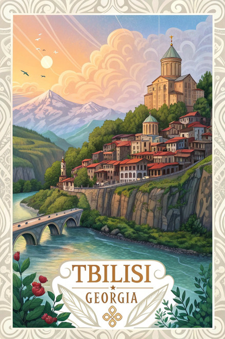 Captivating Tbilisi Georgia Travel Poster - Scenic Old Town Art Print Poster Mov