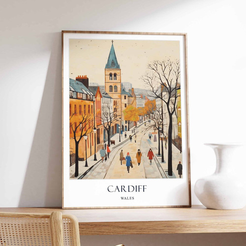 2_Cardiff Poster, Wales Poster, UK Poster, Welsh Decor, European Poster, Castle