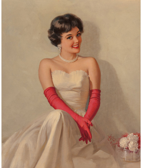 PinUp Girl - WALT OTTO The Lady is Waiting Poster Canvas Movie Film Print A0 A1