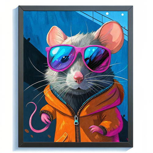 Cute Rat Wall Art Rat Print Artwork Rat Gift Bright Colours Pet Rat Art (3) Post