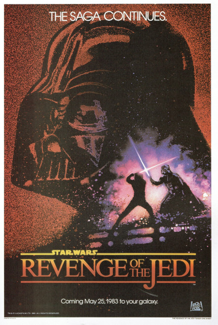 Revenge Of The Jedi- US 1982 Poster Canvas Movie Film Print A0 A1 A2 A3 A4 A5 A6