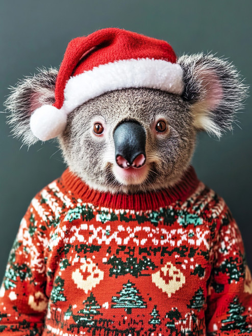 Christmas Koala-3by4 Poster Canvas Funny Annimals Pritnt A0 A1 A2 A3 A4 A5 A6