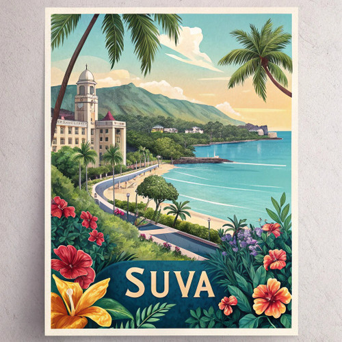 Exquisite Suva Fiji Travel Poster - Tropical Paradise Art Print_1 Poster Canvas Exquisite Suva Fiji Travel Poster - Tropical Paradise Art Print_1 Poster Canvas