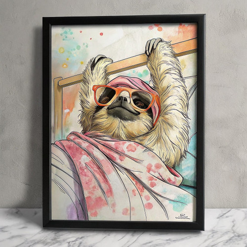Vintage Sloth Illustration Sloth Wall Art Print Sloth Animal Poster Picture Art