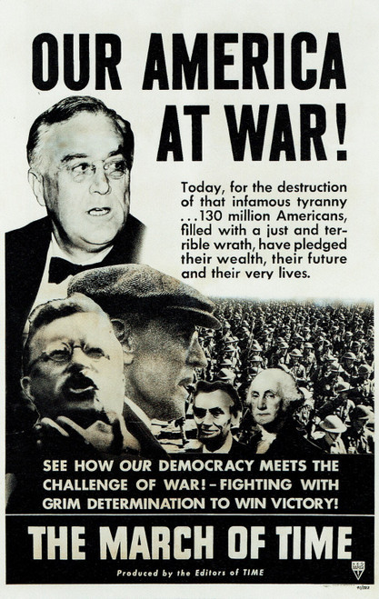 The March Of Time- Our America At War-US 1941 Poster Canvas Movie Film Print A0