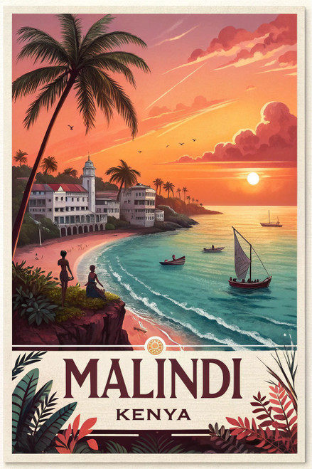 Vibrant Malindi Kenya - Exotic African City Travel Poster Art Print Poster Movie