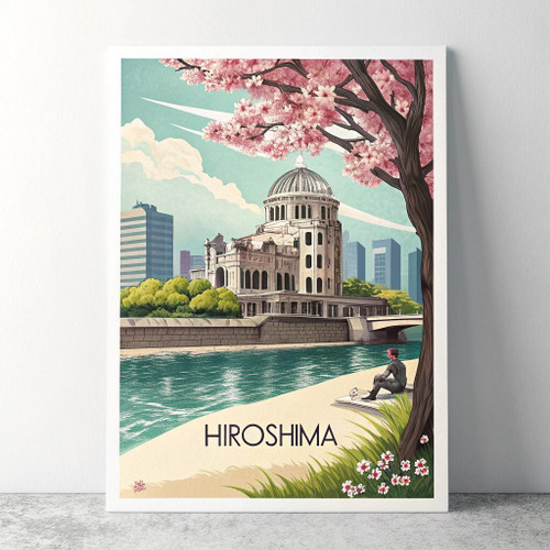 Hiroshima Japan Travel Poster - Atomic Dome & Peace Park Art Print Poster Canvas