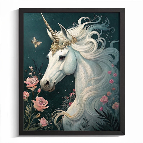 Unicorn Art Print Lounge Wall Art Pictures Of Unicorn Poster Rose Flowers Art Po