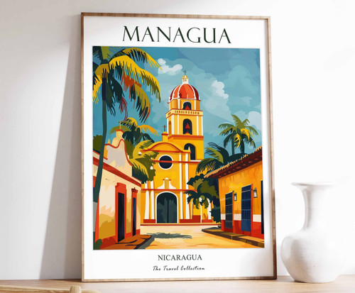 1_Managua Print, Managua Travel Poster, Nicaragua Travel Print, Tropical Decor,