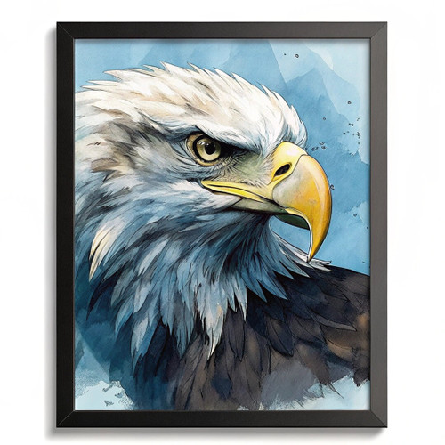 Blue Eagle Wall Art Oil Style Bird Picture Nature Decor For Bedroom Texture Art