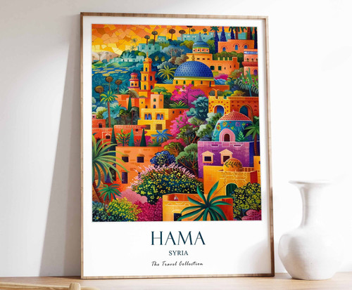 8_Hama Print, Hama Travel Poster, Middle East Travel Print, Islamic Decor, Gift