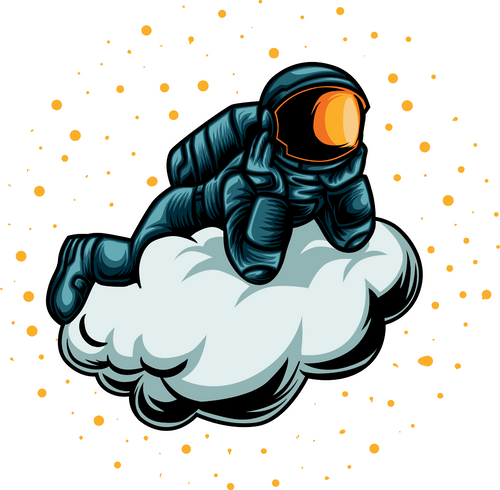 210. Astronaut Chill out on the cloud Fun Gift Poster Canvas Print A0 A1 A2 A3 A