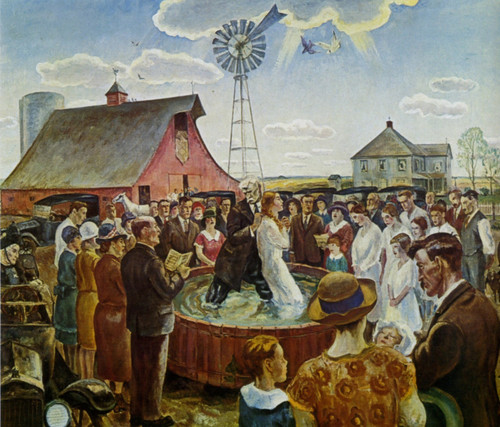 1928 John Steuart Curry Bapteme dans le Kansas American painting Poster Canvas