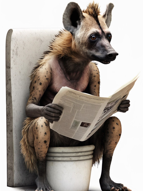 Hyena on Toilet 3by4 Poster Canvas Funny Annimals Pritnt A0 A1 A2 A3 A4 A5 A6