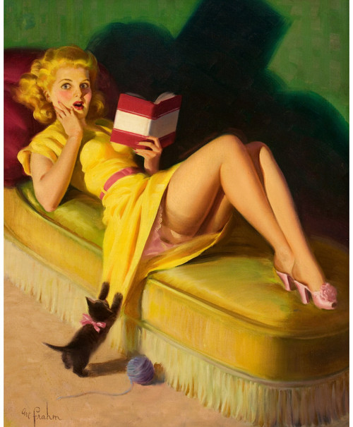 Art Frahm - Pinup Girl - Playful Kitten Poster Canvas Movie Film Print A0 A1 A2