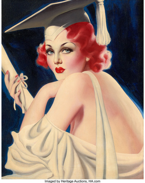 EARLE BERGEY (American, 1901-1952). Pep Stories cover, July 1938. Poster Canvas