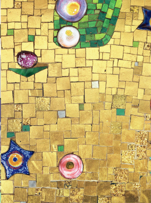 Gustav Klimt - Detail of Left Hand Mosaic Wall 1909 p10 Poster Canvas Movie Film