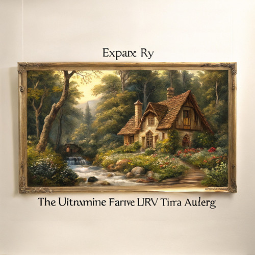 Samsung Frame TV Enchanted Woodland Cottage Artwork Instant Download - Landscape
