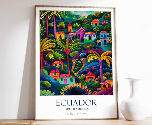 1_Ecuador Travel Poster, Ecuador Print, South America Travel Art, Floral Poster,