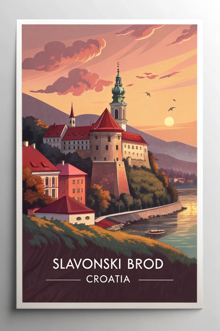 Breathtaking Slavonski Brod Croatia Travel Poster - Vintage Cityscape Art Print