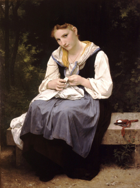 William Adolphe Bouguereau - Young Worker 1869 Poster Canvas Movie Film Print A0