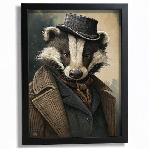 Peaky Blinders Badger Art Quirky Animal Wall Print Badger Poster Art Painting Po