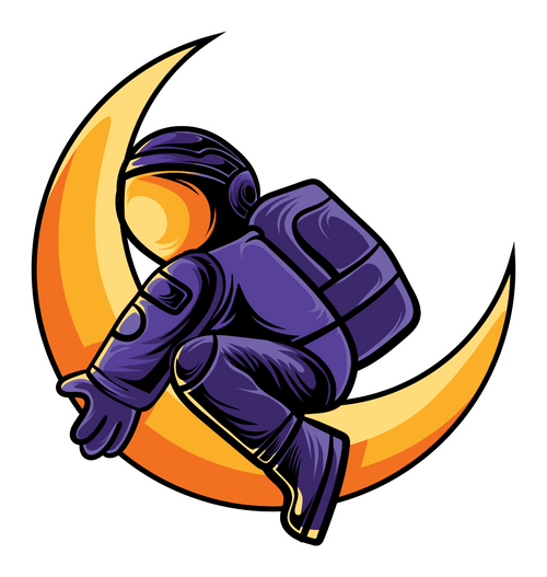 205. Astronaut Hugs The Moon Sticker Fun Gift Poster Canvas Print A0 A1 A2 A3 A4