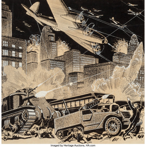 FRANK R. PAUL (American, 1884-1963). It Happened Tomorrow, Astonishing Stories i