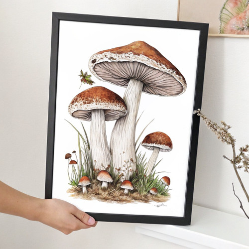 Minimalist Mushroom Wall Art Fungi Poster Artwork For Kitchen Botanical Print (3