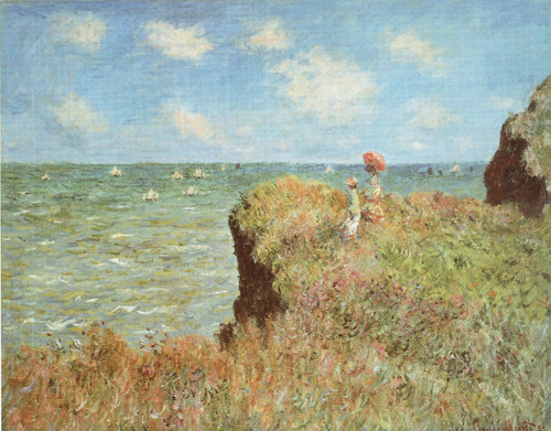 Claude Monet - A Walk on the Cliffs at Pourville 1882 Poster Canvas Movie Film P