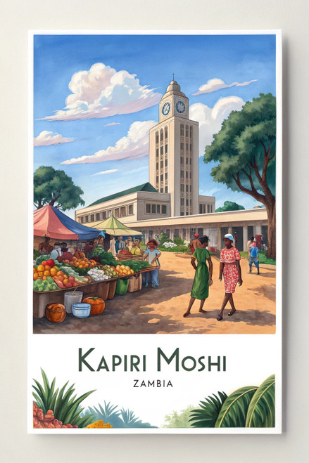 Vibrant Kapiri Mposhi Zambia Travel Poster - Exotic African Scenery Art Print Po