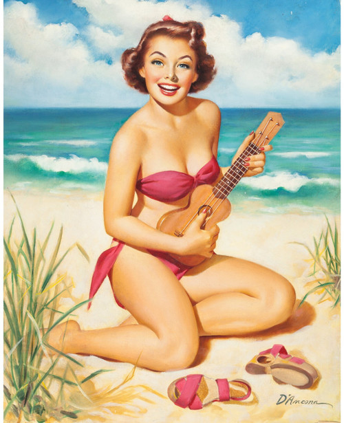 PinUp Edward Dancona - with Ukulele. Poster Canvas Movie Film Print A0 A1 A2 A3