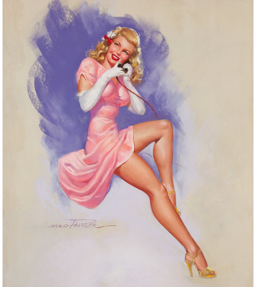 Earl Macherson - Pinup Girl - Blonde Pin-Up on the Phone Poster Canvas Movie Fil