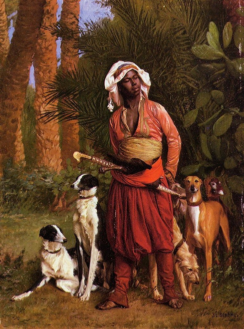 Gerome_Jean_Leon_The_Negro_Master_of_the_Hounds Poster Canvas Movie Film Print A
