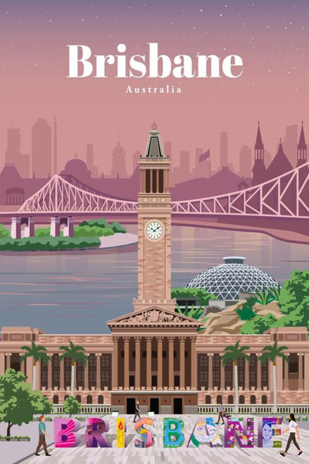 Brisbane Retro Classic Travel Poster (45) Poster Canvas Travel Holiday Trip Prin